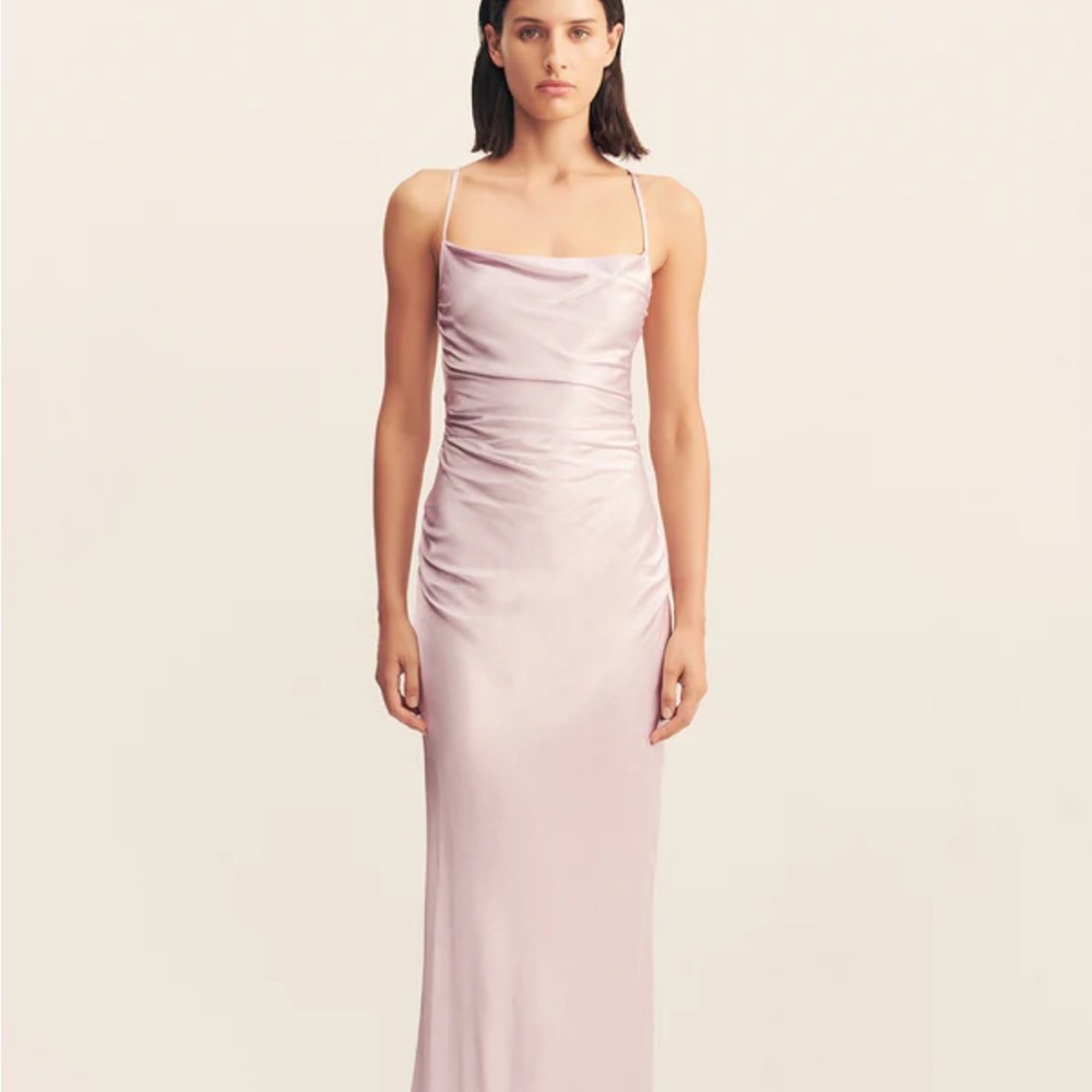 Lilac Satin Slip Dress with Cowl Neck